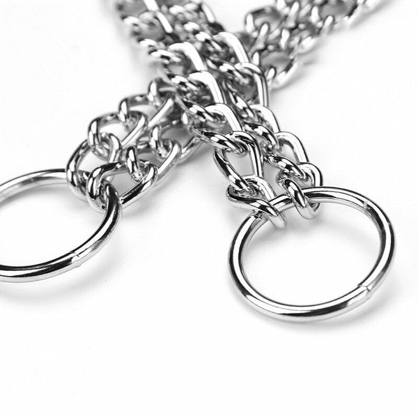 Dog Choker Collar Heavy Duty Double Chain Pet Slip Check Chain Twist Link Chrome