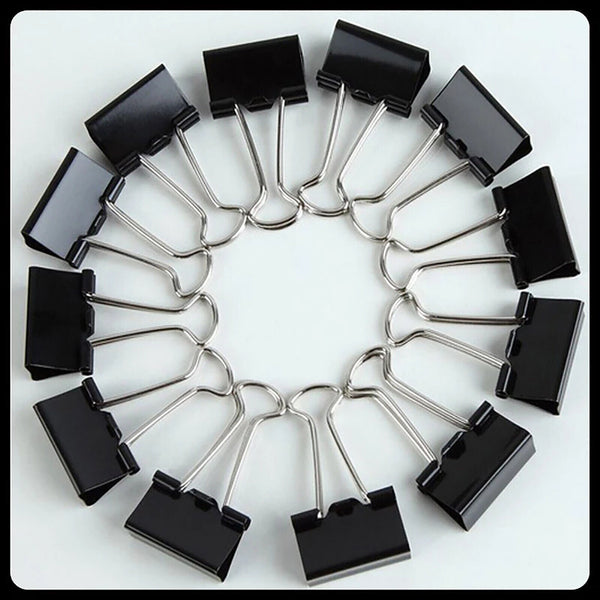 20PCS 5 Sizes Foldback Binder Clips Fold Back Clips Black Bulldog Clip Document