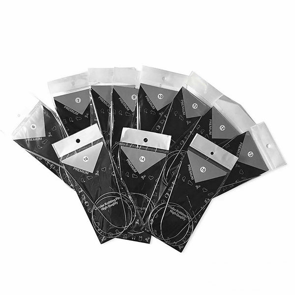 11-55X 80cm Circular Knitting Needles Set Stainless Size 1.5mm- 5mm Knit Needles