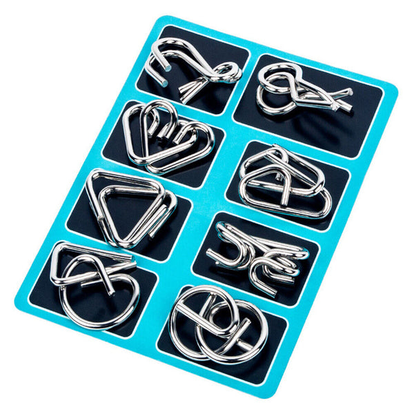16pcs Classic IQ Metal Puzzle Brain Teaser Disentanglement Wire Puzzles Game Toy