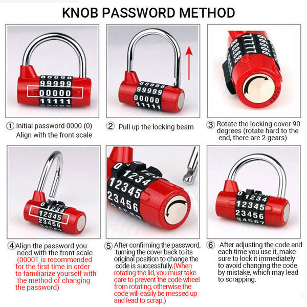 4 Digit Password Safety Lock Wide Shackle Combination Padlock New BB