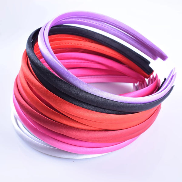 34pcs Girls Womens Plain Satin Alice Band Headband 10mm Ribbon Hoop Hair Band AU
