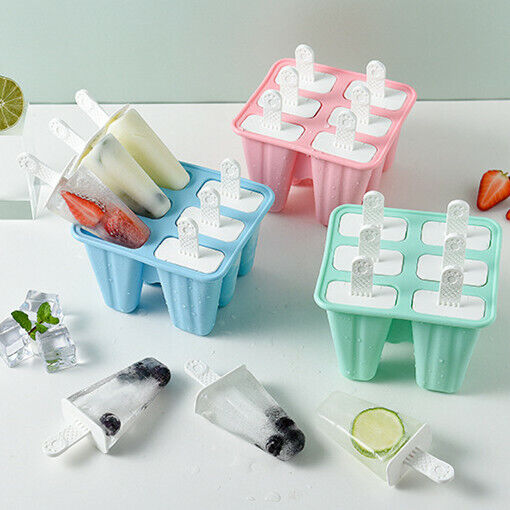 Silicone Ice Cream Mould Block 6 Cavity Frozen Molds Icy Pole Jelly Ice Lolly AU