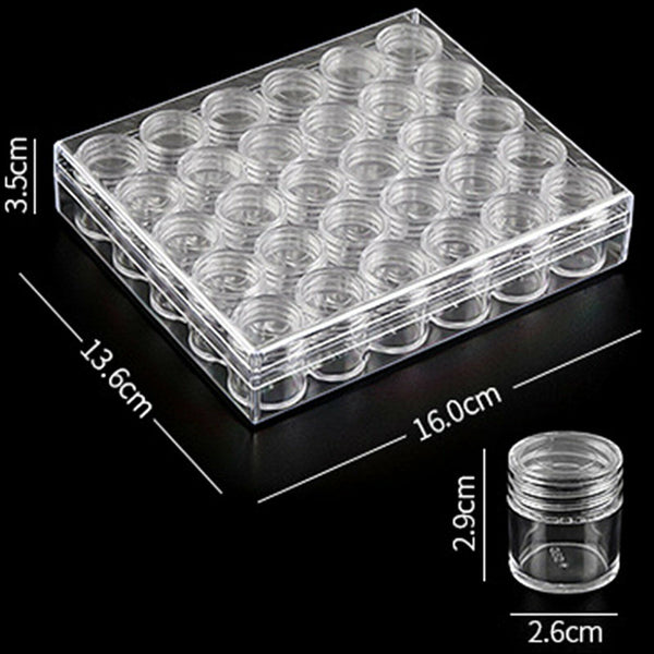 30PCS Craft Hobby Plastic Round Clear Container Box Bead Glitter Jar Storage Box