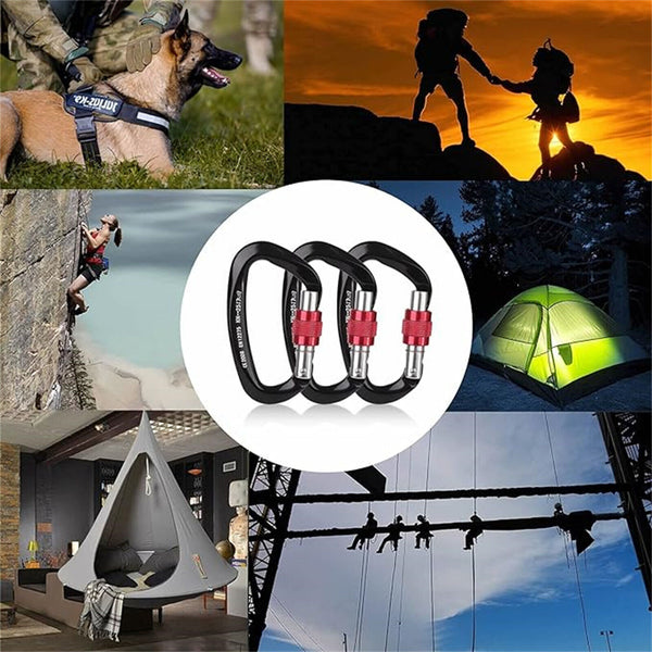 25KN Screwgate Locking Rock Climbing Carabiner Clip Aluminum D Ring Hook Buckle