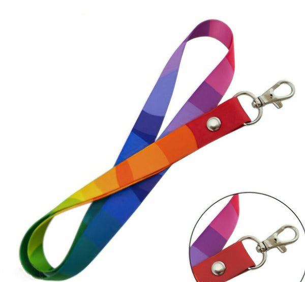2PCS Rainbow Colorful Neck Lanyard Strap String Phone ID Badge Keys Holder AU - Lets Party