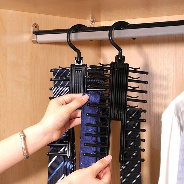 Adjustable NEW Scarf 20 Tie Home Hanger Rack 360° Rotating Holder Compact Belt