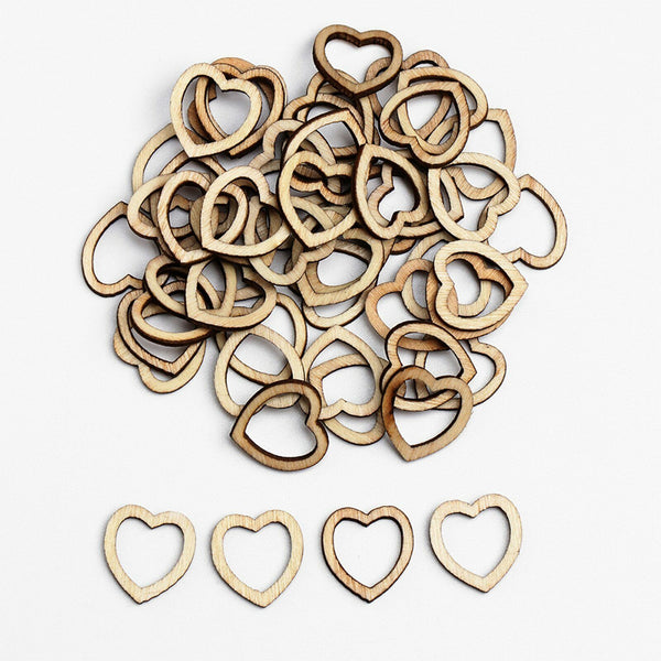 100-500pcs DIY Craft Wooden Wood Love wedding Party Heart Craft decoration AU