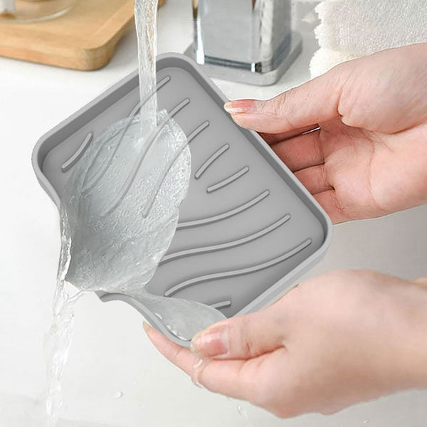 Silicone Sponges Holder Kitchen Sink Organizer Tray for Sponge Soap Dispenser
