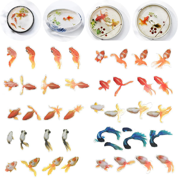 UP 50X Resin Painting Goldfish Sticker 3D Water Paint Clear Film DIY Decor Gift