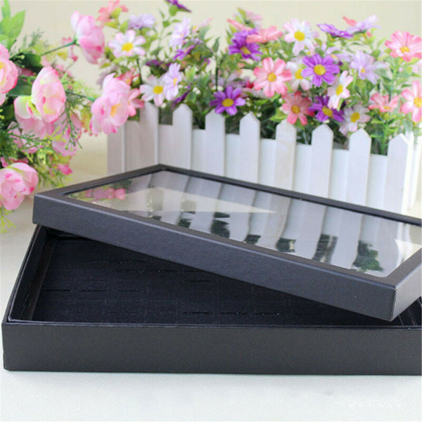 100-slot Jewelry Ring Display Organizer Case Tray Holder Earring Storage Box AU