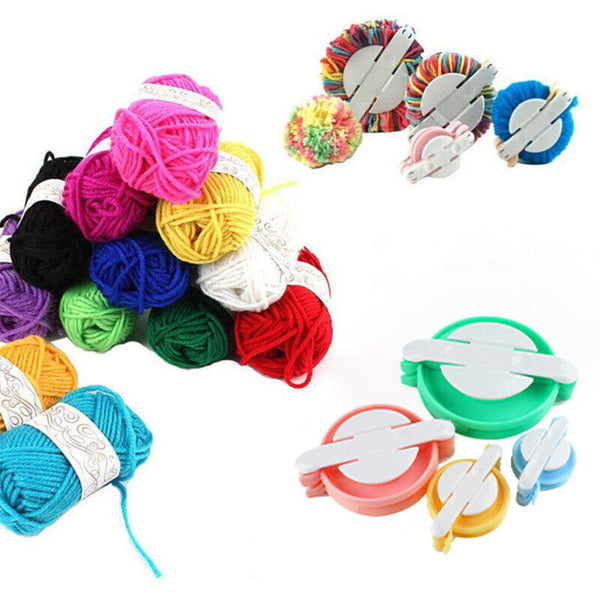 4 Sizes Knitting Loom DIY Pompom Maker Wool Tool Ball Weaver Needle Craft GD AU
