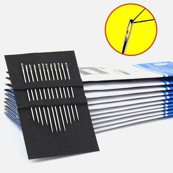 Stainless Steel Self-threading Needles Opening Hand Sewing Needles Darning Set