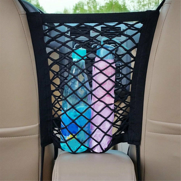 Universal Car Seat Elastic Mesh Net Trunk Cargo Luggage Storage Bag Holder Black