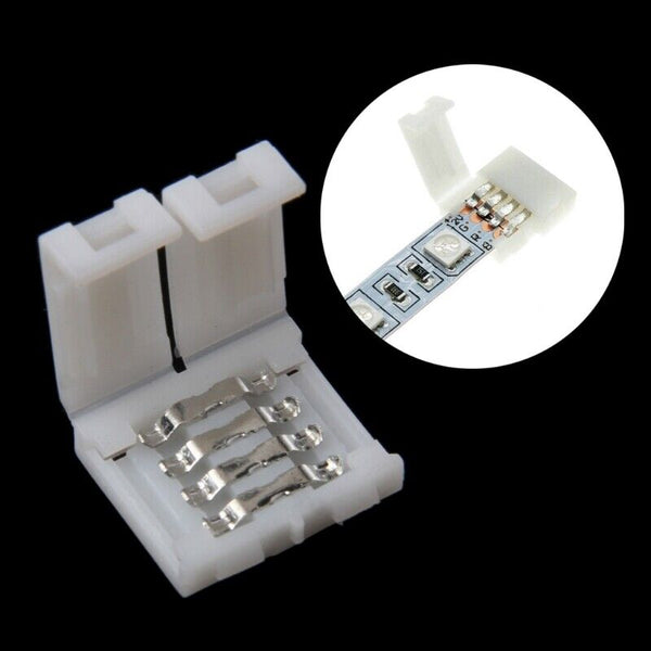 4 Pin 10mm End Connector Clips for LED Strip lights No Soldering 3528 5050 RGB