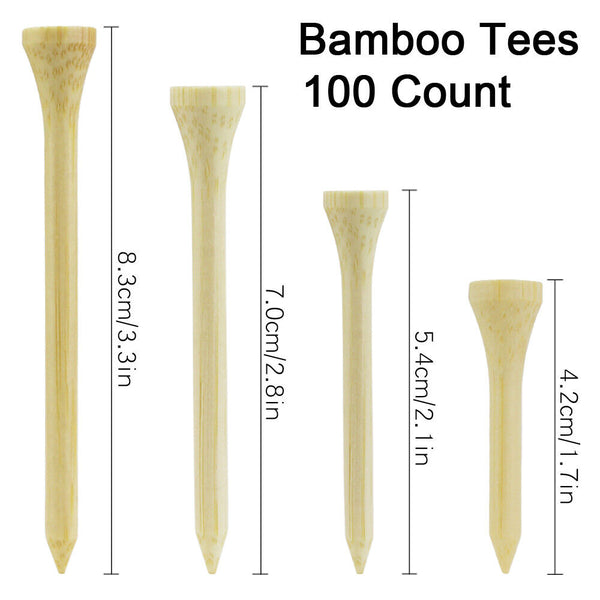 UP 200Pcs Bamboo Wooden Golf Tees 70mm & 83mm 2 Size Golf Accessories Training