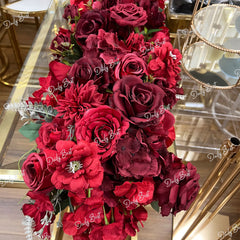 1.8M Red Flower Arrangement Runner Floral Engagement Wedding table Background De