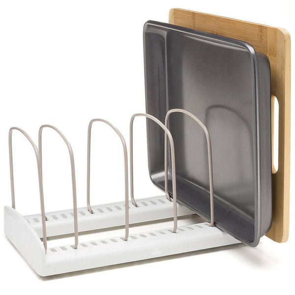 Adjustable Kitchen Bakeware Organiser Rack Baking Tray Cutting Board Lid Storage