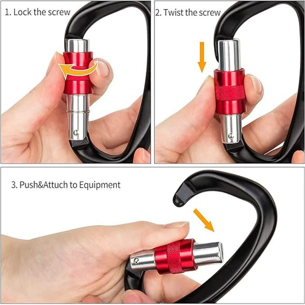 25KN Screwgate Locking Rock Climbing Carabiner Clip Aluminum D Ring Hook Buckle