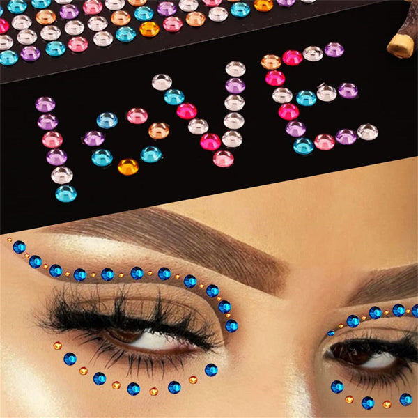 6PCS Face Gems Tattoo Eye Jewels Body Crystal Make Up Sticker Diamond Pearls