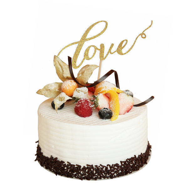 2pcs LOVE Cake Topper Sparkle Glitter Gold Wedding Decorating Engagement Party