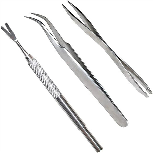 3pcs Pet Cat Dog Tick Remover Tool Stainless Steel Fleas Tweezers Clip Kit Set