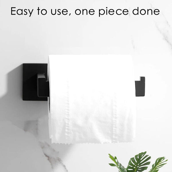 Matt Black Toilet Paper Roll Holder Hand Rack Hook Stainless Steel WALL MOUNTED