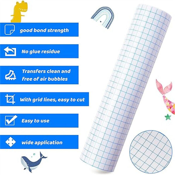 300mmx5m Vinyl Transfer Paper Tape Roll Cricut Adhesive Clear Alignment Grid AUS
