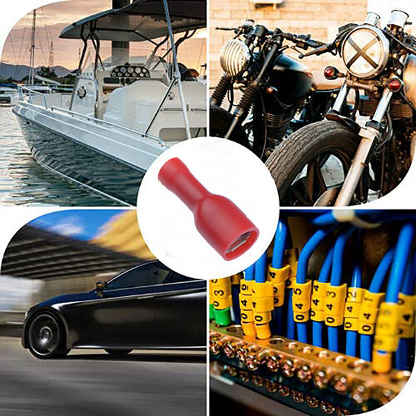 100PCS Insulated Spade Crimp Terminal Kit Cable Electrical Wire Splice Connector