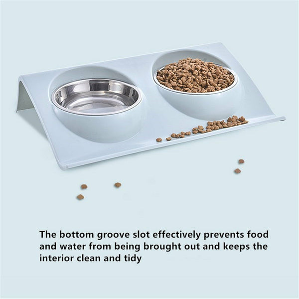 Stainless Steel Double Pet Bowl Twin Dog Food Feeder Station Dish Water Cat AU