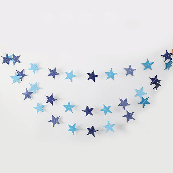 2x 4M Gold Silver Paper Star Hanging String Garland Party Wedding Birthday Decor