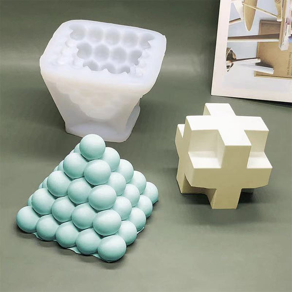2PCS Soy Non-Stick Spherical Silicone Pyramid Candle Mold DIY Plaster Mould Craf