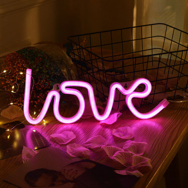 Love LED Neon Sign USB Battery Night Light Wall Bar Club Background Lamp Xmas Au