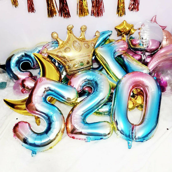81cm 32'' Jumbo Iridescent Number Foil Balloon Birthday Party Decoration Wedding