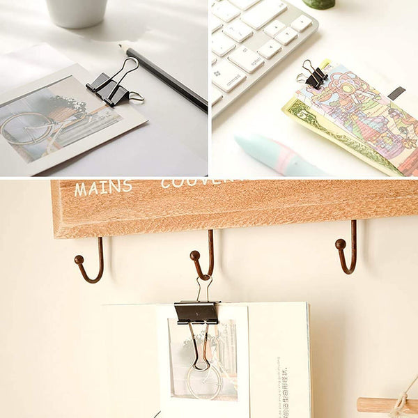 20PCS 5 Sizes Foldback Binder Clips Fold Back Clips Black Bulldog Clip Document