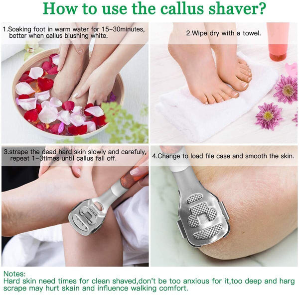Foot Care Pedicure Callus Shaver Hard Skin Remover Wood Handle 10 Blades AUS
