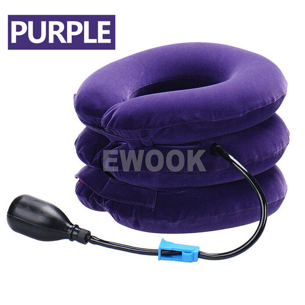 Air Inflatable Neck Pillow Head Cervical Traction Support Stretcher Pain Relief - Lets Party