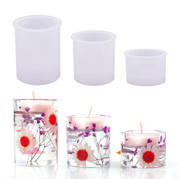 3PCS DIY Silicone Tea Light Candle Holder Mold Resin Making Epoxy Mould Casting