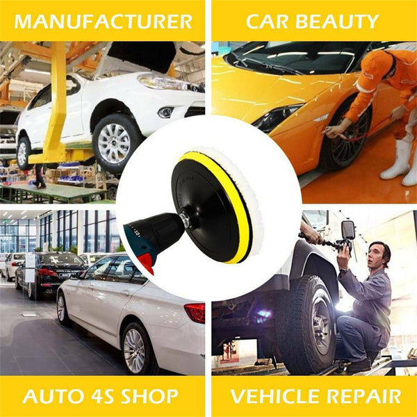 125mm Wool Polishing Pad 5'' Sheepskin Buffing Pads Hook and Loop Back Cutting A