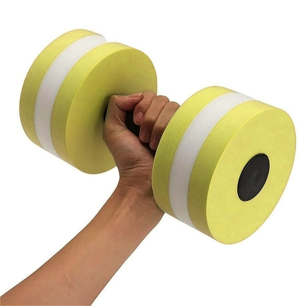 1x  Yellow Water Dumbbells Aquatic Exercise Dumb bells Water Aerobics Workouts Barbells - Lets Party