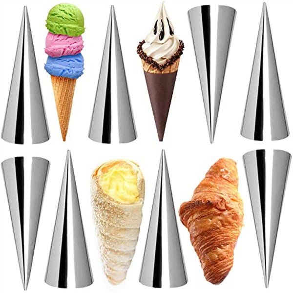 12-120Pcs Steel Pastry Cream Horn Molds Conical Tube Cone Pastry Roll Horn Mould
