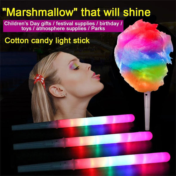 10X Colorful LED Fairy Floss Glow Sticks Cotton Candy Cones Glowing Marshmallows - Lets Party
