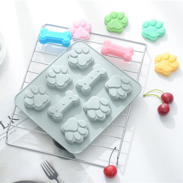 2pcs Silicone Dog Paw Bone Cake Chocolate Mold Cookie Baking Ice Mould Tools AU