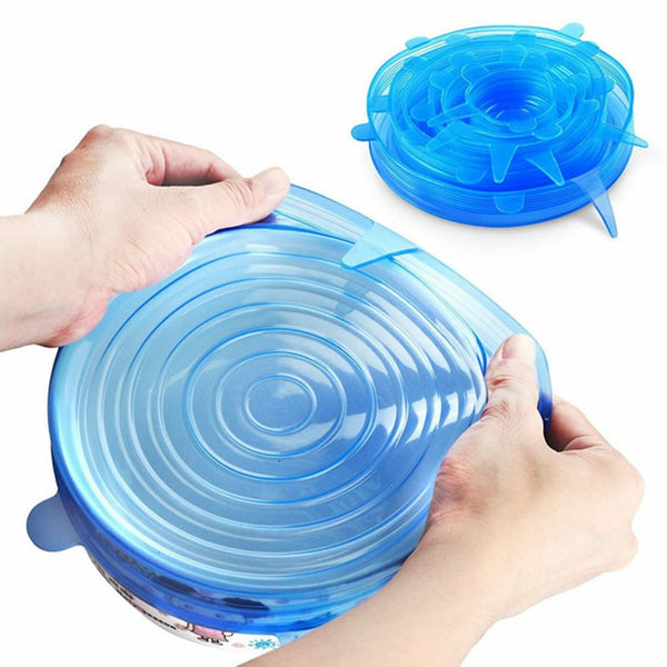 6Pcs Stretch Reusable Silicone Bowl Wraps Food Saver Cover Seal Lids Food Cover