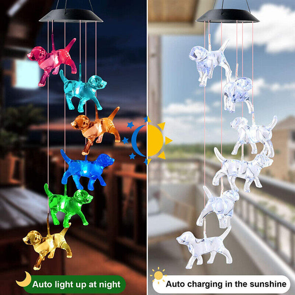 Colour Changing Wind Chimes LED Light Hanging Decor Outdoor Solar Powered Garden