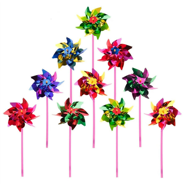 50pcs Plastic Windmill Pinwheel Wind Spinner Kids Toy Lawn Garden Party Decor AU