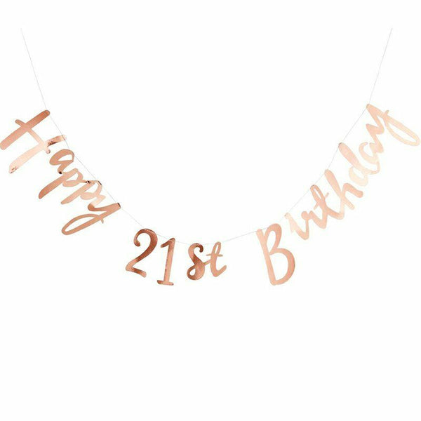 21st Rose Gold Birthday Pack 21 Twenty First Garland Balloons Decorations Party - Lets Party