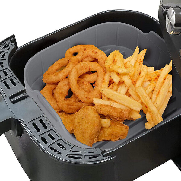 Reusable 16cm Grey Air Fryer Accessories Basket Silicone Pot Baking Tray Mat Oven Nonstick - Lets Party