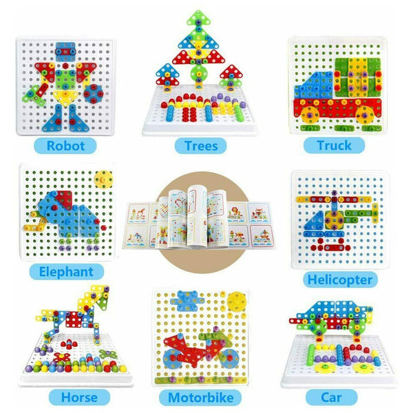 237Pcs Design & Drill 3D Puzzle Mosaic Pegboard Imagination Creative Building - Lets Party