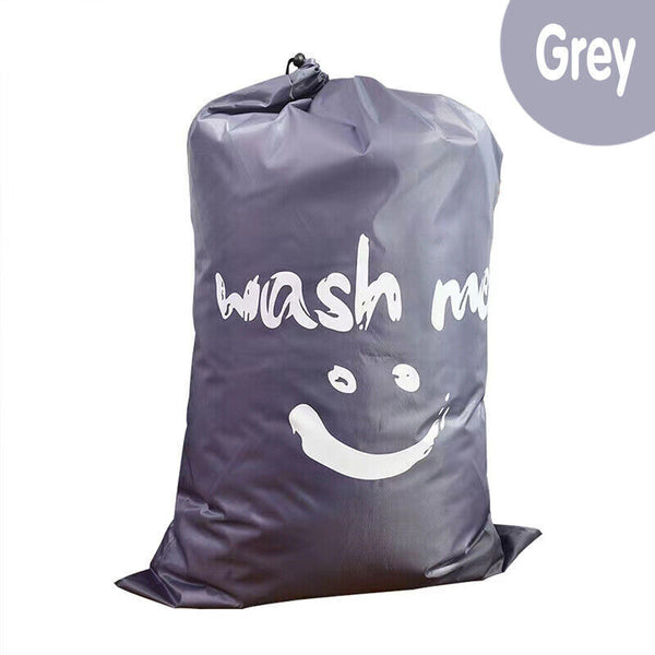 Grey Laundry Bag Travel For Dirty Clothes Camping Drawstring Closure Washing Machines - Lets Party